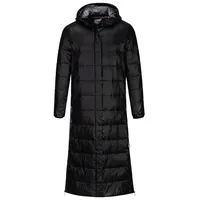 Blue Wave Damen Steppmantel Kaike mit verstellbarer Kapuze - Lange Steppjacke mit Innenfutter in Schwarz Größe 40 - 40
