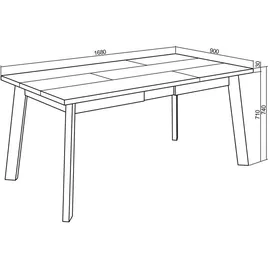 SKRAUT HOME 167 x 75 x 90 cm Eiche schwarz