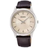 Seiko Herren-Uhr Quarz mit Lederband SUR421P1