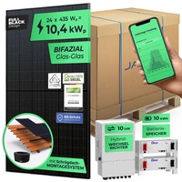SOLARWAY Solaranlage Komplettset mit Speicher 10,4 kW | Deye 10 kW | Bifazial inkl. Montagesystem, App & WiFi (10 kWp, Schrägdach-Halterung)