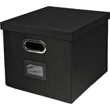 HMF Aufbewahrungsbox mit Deckel DIN A4 Hängeregister passend für Kallax | 33 x 37,5 x 28 cm | Schwarz
