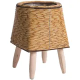 Quystetes Vintage Rattan-Blumenregal, handgefertigt, mit Holzbeinen, Blumentopf-Ständer, C