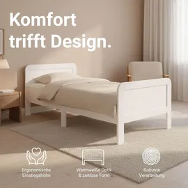 Homestyle4u Komfortbett Bett Senioren Seniorenbett 90x200 Komforthöhe Weiß Holz Leichter Einstieg extra hoch