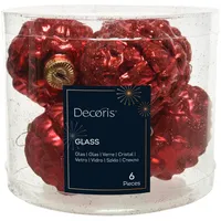 Kaemingk Christbaumschmuck Zapfen Glas 5 cm Länge 7 cm 6 Stück weihnachtsrot