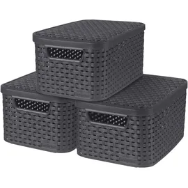 Curver Aufbewahrungsbox STYLE 3 x 7 l 3-tlg. grau