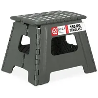 Relaxdays Klapphocker faltbar L hellgrau 2er Set Weiß,Grau