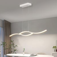 Esstischlampe Modern LED Hängend Leuchte, Welle Design LED Pendelleuchte Dimmbare mit Fernbedienung Esstisch Esszimmer Hängeleuchte Höhenverstellbar Hängelampe für Küche Büro Kronleuchter (Weiß)