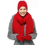 FRAAS Damen Mütze aus Kaschmir - 24 x 27 cm - warme Beanie für kalte Tage Rot - Einheitsgröße