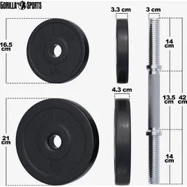 Gorilla Sports Kurzhantelset 30 kg 2er Set Ø 30mm schwarz