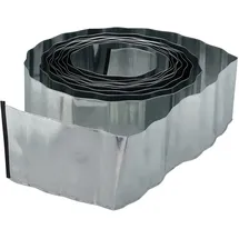 Relaxdays Rasenkante 10m, Beetbegrenzung aus Metall, verzinkt, flexibel, Umrandung f. Beet oder Rasen, 16cm hoch, silber