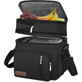 MIYCOO Kühltasche Lunchtasche für Männer und Frauen - Doppeldecker Lunchtasche, Mittagessen Tasche - Auslaufsichere Picknicktasche für Erwachsene für Campen, Picknick, Grillfest, Büro