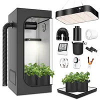 Growzelt Komplettset 60x60x180cm Grow Tent Kit mit 200W LED Vollspektrum Grow Lampe Dimmbar, GrowZelt Kit Komplettes Hydroponics Grow Tent Complete Set