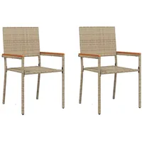 VidaXL Gartenstühle mit Kissen 2 Stk. Stapelbar Beige Poly