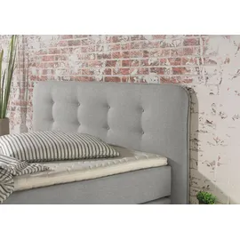 Home Affaire Boxspringbett HOME AFFAIRE "Cecina", grau (silbergrau), B:202cm L:210cm, Struktur fein (100% Polyester), Komplettbetten, Boxspringbett, in 5 Breiten, 3 Ausführungen, 2 Härtegrade, Knopfheftung, Topper