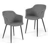 Costway Esszimmerstuhl Polyester grau 2er Set