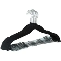 Svita 10er Set Kleiderbügel Hosenbügel mit Clips und Samt-Bezug