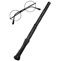 Rubie ́s Kostüm Harry Potter Zauberstab und Brille, Original lizenziertes Harry Potter-Produkt schwarz