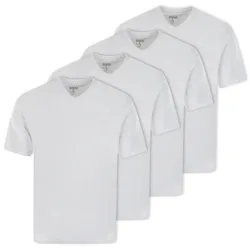 hajo Herren T-Shirt, 4er Pack - Basic, Kurzarm, V-Ausschnitt, Baumwolle, uni Weiß 6XL