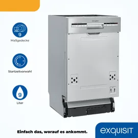 Exquisit EGSP1009-EB-030E Einbau-Geschirrspüler (teilintegrierbar, 448 mm breit, Inox)