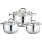 Platinum 6 tlg 18/10 Edelstahl Kochgeschirr Induktion 20/18/16cm Universalkochset Kochtopf Topf Set Deckel Gastronomie