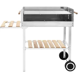 vidaXL XXL Holzkohlegrill Grillwagen mit 2 Regalen Edelstahl