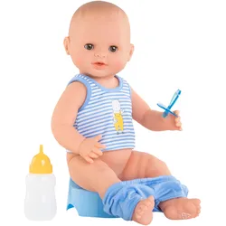 Babypuppe COROLLE "Mon Grand Poupon, Paul Trink+Näss Badebaby", blau, Puppen, Kinder, Vinyl, mit Vanilleduft