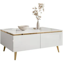 lookway Couchtisch AURORA Weiß/Gold Metall 90 x 41 x 60 cm