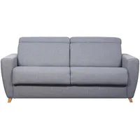 Schlafcouch mit verstellbaren Kopfstützen Hellgrau und 18 cm Matratze 3-Sitzer GOYA