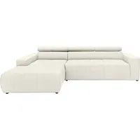 DOMO collection Ecksofa »Brandon große Ausführung B/T/H: 289/177/80 cm, auch in Leder und Cord«, mit Kopfteilverstellung, wahlweise Sitztiefenverstellung, L-Form weiß