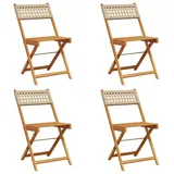 vidaXL Gartenstühle 4 Stk. Klappbar Beige Poly Rattan & Massivholz