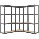 Juskys 3er Regalsystem 1 Eckregal & 2 Easy - Schwerlastregale, 12 MDF Holz Böden, 960kg Grau