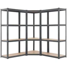 Juskys 3er Regalsystem 1 Eckregal & 2 Easy - Schwerlastregale, 12 MDF Holz Böden, 960kg Grau