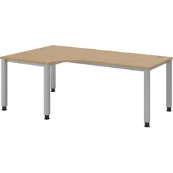 bümö manuell höhenverstellbarer Eckschreibtisch Eiche, Schreibtisch L Form 200x120 cm - Eckschreibtisch höhenverstellbar, L Schreibtisch, PC-Tisch