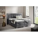 Fun Möbel Boxspringbett Elektrisch Bett DORES 160x200cm in Stoff Fresh Stahlgrau - Grau