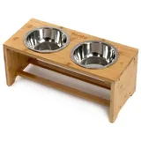 LIONTO Hundenapf erhöht 44 X 20 X 19cm, Bambus