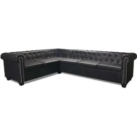 vidaXL Chesterfield Eckcouch Kunstleder 6-Sitzer Schwarz