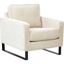 Beliani Sessel VIND Cord 72 x 71 x 70 cm Hellbeige mit Kissen