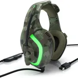 CSL USB Gaming Headset "GHS-103" mit Mikrofon Kopfhörer für PC (Win XP/7/8/8.1/10), PS4/4 Pro - Naturbelassen