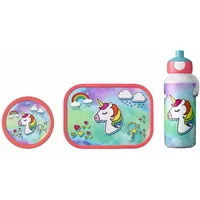 Mepal Campus Lunchset 3-teilig aus Brotdose Trinkflasche und Obstbox Einhorn