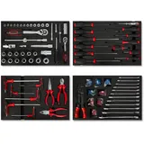 Eberth Multitool Werkzeug Set 81 Teile für Werkzeugwagen, für 4 Schubladen, KFZ & Profi, Rot
