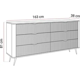 Lukmebel Kommode SCARLETT 6S 163 cm Beige / Gold