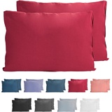 Komfortec 100% Baumwolle Kissenbezüge 2er Set 40x60 cm, Superweicher Premium Jersey Kopfkissenbezug 150 g/m2, Kissenhülle, Aurora Rot