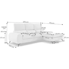 beautysofa Ecksofa MILAN L - Rechts Eckcouch mit Schlaffunktion & Bettkasten - Cappuccino (Sereno683) - Hellbraun
