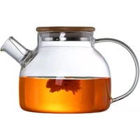 HwaGui Teekanne aus Glas 1000 ml, Borosilikat Glasteekanne mit Metallsieb, Glas Teebereiter mit Bambusdeckel, Tee Maker, Glas Krug, Glaskaraffe
