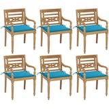 vidaXL Batavia-Stühle mit Kissen 6 Stk. Massivholz Teak