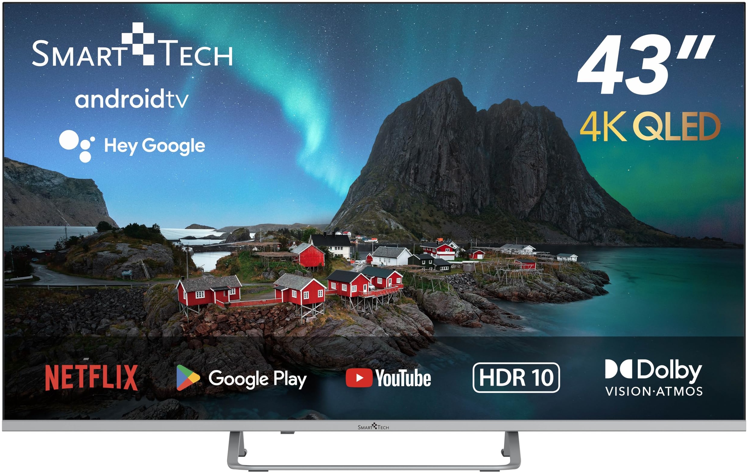 SMART TECH 43 Zoll (109cm) 4K UHD QLED Smart TV Andriod 11 OS Wi-Fi, Bluetooth, Google Assistant, Netflix/YouTube/Prime Video, HbbTV 43QA20V3
