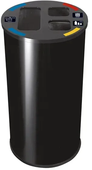 Mülltrennsystem Orgavente Abfalltrennung 60 L schwarz Drei-Fächer-Abfallsortierung mit Deckel inklusive Aufkleber
