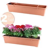 GarPet 2x Blumenkasten mit Wasserspeicher Blumenkasten Fensterbank Pflanzkasten Outdoor