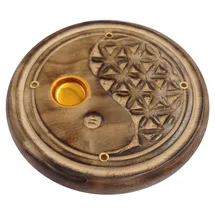 Saraswati Yin Yang - Blume des Lebens Räucherstäbchenhalter 10 cm