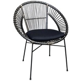 WOLF MÖBEL Esszimmerstuhl BALI Rattan Stuhl Zora stapelbar inkl. Kissen schwarz (70x59x88), BALI Rattan Stuhl Zora stapelbar inkl. Kissen schwarz